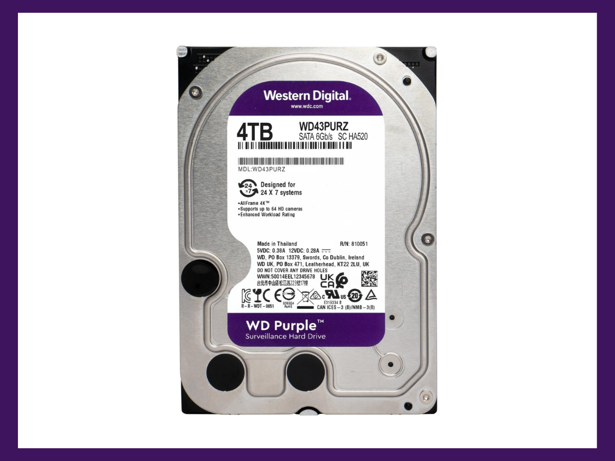 WD Purple surveillance hard drive for CCTV camera near me storage